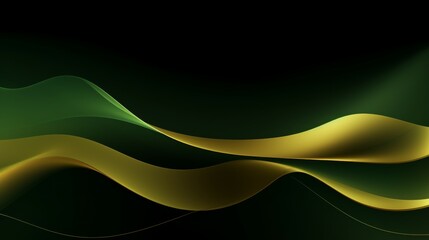 Wall Mural - Curve golden line on dark green shade background. Luxury realistic concept. 3d paper cut style. Vector illustration for design.