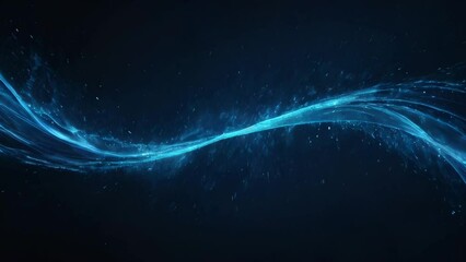 Poster - Abstract glowing blue futuristic energy dust frame with waves of magical energy particles on a dark blue background. Abstract background