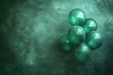 Embellished Balloons - Dreamy Illustration In Emerald Green