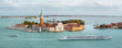 panorama of San Giorgio Maggiore island in Venice, Italy. Landscape and seascape of Venice.