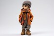 man character in a hat and scarf and jacket molded from plasticine on a white background