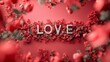 Elegant Floral Display Featuring the Word LOVE in White Letters for Romantic and Valentine's Themes