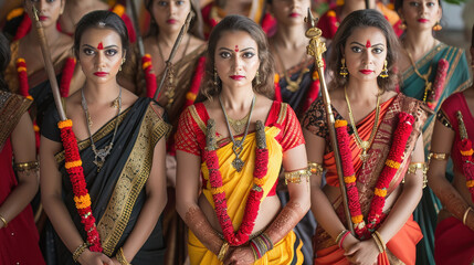 Canvas Print - Indian woman in goddess durga costume.