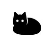 Cat icon. Vector black laying cat silhouette illustration.
