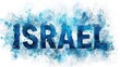 Abstract Watercolor Art of Israel Text on White Background
