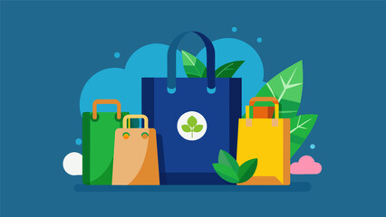 Wall Mural - Reusable shopping bags made from ecofriendly materials are available for customers to purchase.. Vector illustration