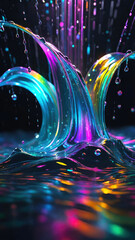 Poster - Vibrant color splash and water splash background in underwater scene.