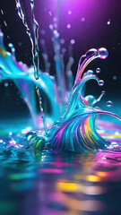 Poster - Vibrant color splash and water splash background in underwater scene.