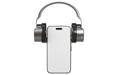  - 3d Headphone with smartphone icon isolated on white background. Minimal headphone with mobile phone icon creative design. 3d render.