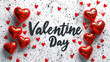 Elegant Valentine's Day Background With Glossy Red Hearts And Grunge Elements