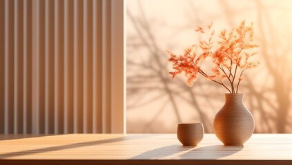 Sticker - a vase with some flowers in it on a table next to a window