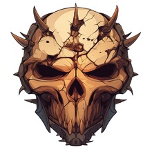 Rusty Mask In The Style Of Post-apocalypse On A White Background 2D Logo