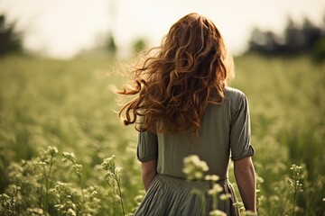 Sticker - Carefree woman in a field of wildflowers