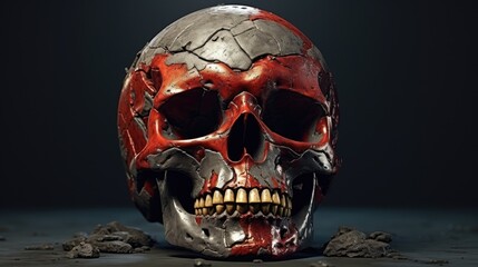 Wall Mural - Creepy Cracked Skull