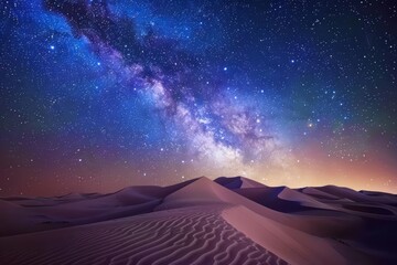 Under the vast canopy of the Milky Way, the silent desert comes alive with cosmic brilliance, Sharpen realistic cinematic color high detail landscape background