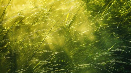 Sticker - A closeup shot capturing the movement of tall terrestrial plants in a windy natural landscape. The grassland sways gracefully in the wind AIG50