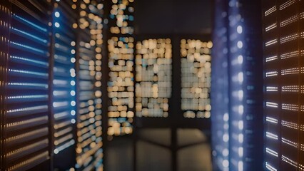 Poster - Room Filled With Windows Covered in Lights Generative AI