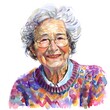Happy Jewish woman in Cozy Sweater: Watercolor Sketch on White Background