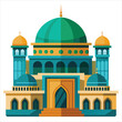 colorful flat illustration of iconic landmark, al aqsa mosque