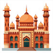 colorful flat illustration of iconic landmark, badshahi mosque
