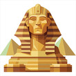 colorful flat illustration of iconic landmark, great sphinx of giza
