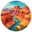 colorful flat illustration of iconic landmark, grand canyon