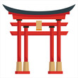 colorful flat illustration of iconic landmark, torii gate