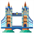 colorful flat illustration of iconic landmark, tower bridge