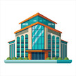 colorful flat illustration of iconic landmark, trade center building