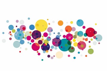 Wall Mural - Colorful circle elements in vibrant rainbow colors on a plain white background. 