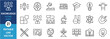 © Parbat - Set of outline icons related to knowledge and education. Linear icon collection with books, graduation, class, physics, chemistry and so on.