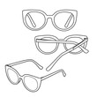 © Arfa Yudha - Technical sketch drawing of sunglasses line art, flat sketch vector illustration. Isolated on a white background.