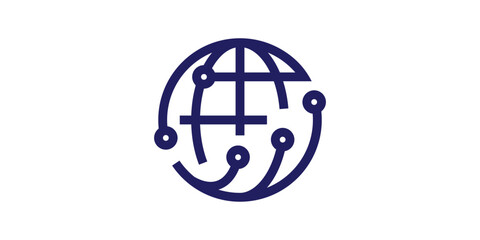 Wall Mural - global technology logo design, internet, network, connection, logo design template, icon, symbol, vector.