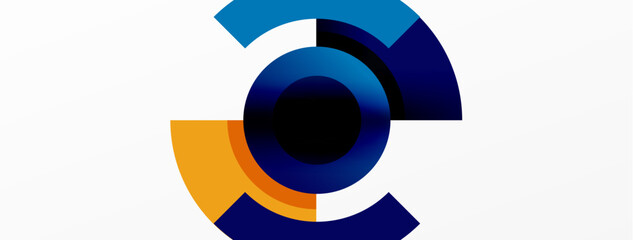 Aufkleber - A symmetrical logo featuring a blue electric font encased in a circle, inspired by graphic design. The design resembles a modern musical instrument or automotive wheel system