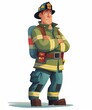 Confident Firefighter in Uniform Standing Proudly Illustrated Stock Image