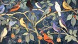 Birds in Spring Bloom Illustration

