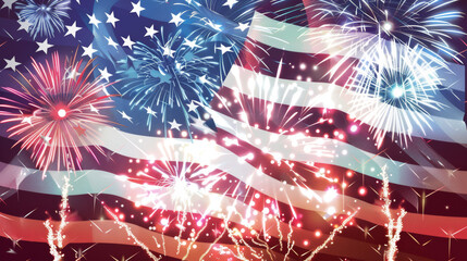 American flag with fireworks celebration digital artwork