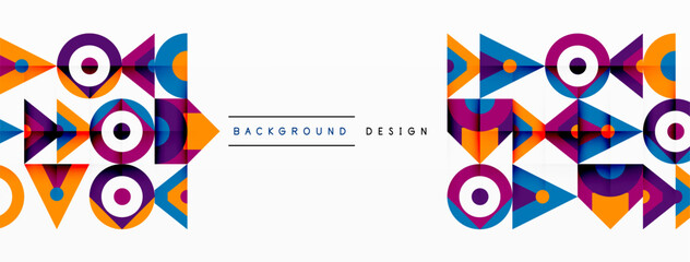 Aufkleber - An electric blue geometric pattern with triangles, circles, and rectangles creating a symmetrical and artistic design. Perfect for a logo or brand identity