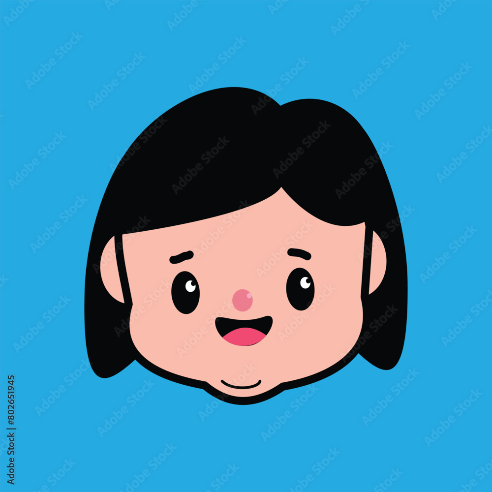 cute little girl face cartoon illustration eps10 graphic design. Avatar ...
