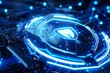 Network safeguarded by futuristic shield technology, 4K, blue and white lighting, scifi motif, low angle