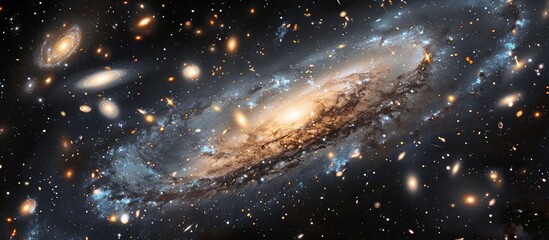 Wall Mural - a cosmic scene with numerous twinkling stars and a grand spiral galaxy dominating the view, showcasi