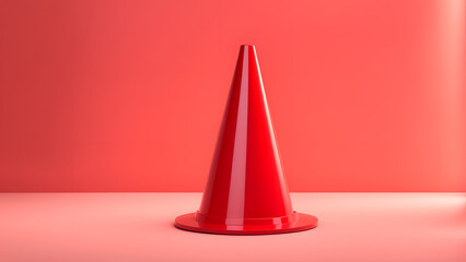 Sticker - A red cone is sitting on a red background
