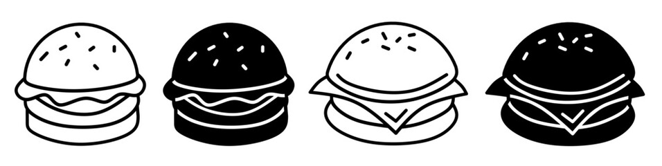 Poster - Burger icon illustration on white background. Burger icon set for business. Stock vector.