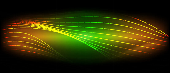Aufkleber - a green , yellow and orange wave on a black background . High quality
