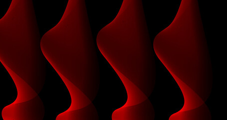 Wall Mural - Abstract smooth red waves on black background vector illustration