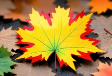 Comic Style Vibrant Maple Leaf With Serrated Edges (7)