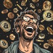 picture of a man being happy from his crypto profit