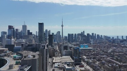 Poster - City of Toronto from above with its iconic skyline and high rise office buildings - travel photography by drone