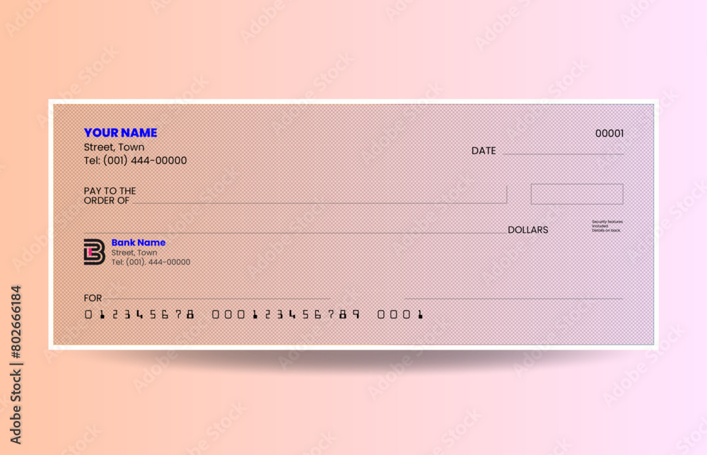 Gradient Check Paper Gradient blank check template vector Stock Vector | Adobe Stock