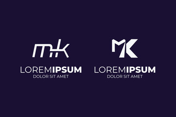 Vector alphabet letters initials monogram logo km mk k and m